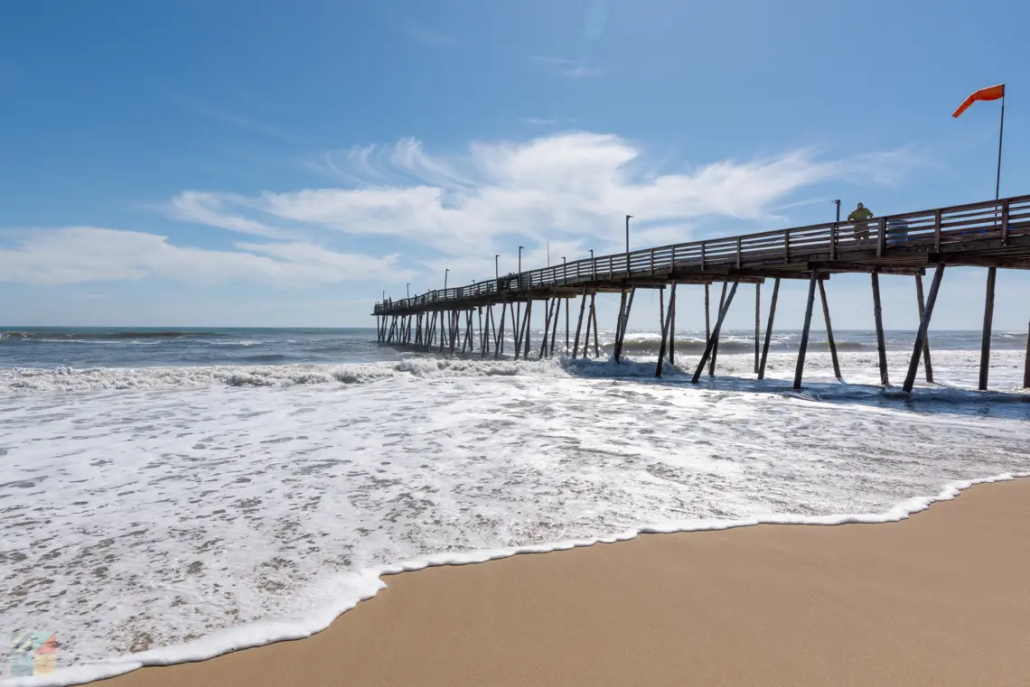 The fishing pier and beach in Kill Devil Hills, North Carolina